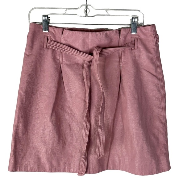 Free People Pink Faux Leather Mini Skirt SZ 10 - Picture 1 of 5